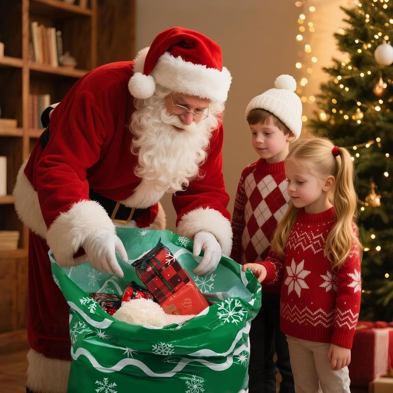 Sofier Large Christmas Gift Bags 36"x56" Holiday Gift Wrap Jumbo Christmas Bag for Gifts Giant Sacks for Presents Big Xmas Plastic Gifts Bags (Green Wave) - Image 2
